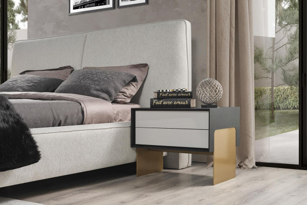 Luxurious bedroom set designer double bed 2x nightstands stylish