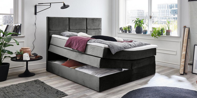 Gray stylish double bedroom wooden furniture design elegant upholstery fabric
