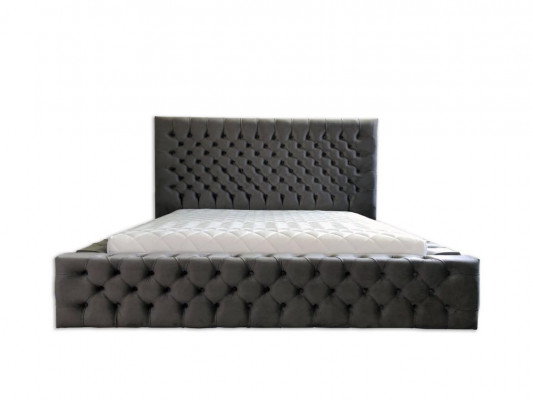 Chesterfield Grey Double Bedroom Wooden Furniture Design Elegant Upholstery Fabric