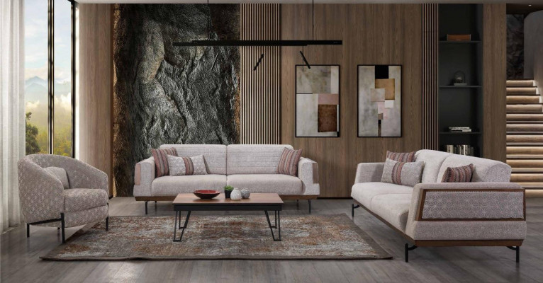 Taupe Sofa Set 3+3+1 Seater Living Room Set Coffee Table Modern Sofas