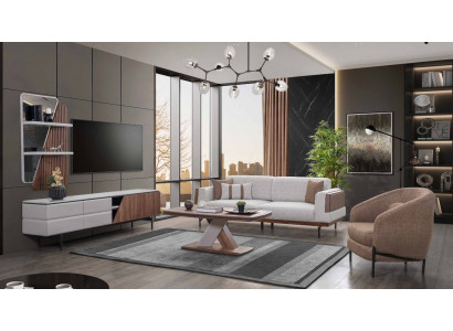 Modern living room set 3-seater coffee table TV stand wall shelf 5-piece
