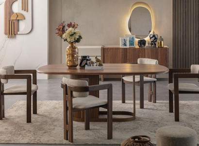 Modern dining room set dining table 4x chairs sideboard mirror designer furniture