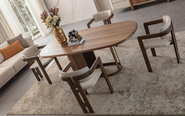 Modern dining room set dining table 4x chairs sideboard mirror designer furniture