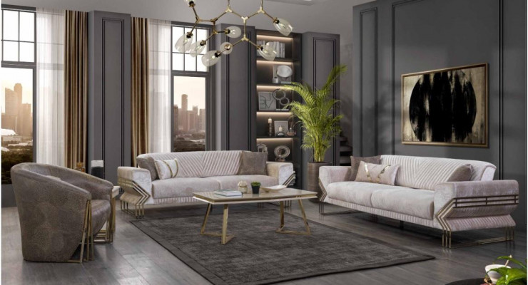 Designer sofa set 3+3+1 seater modern complete couch set new