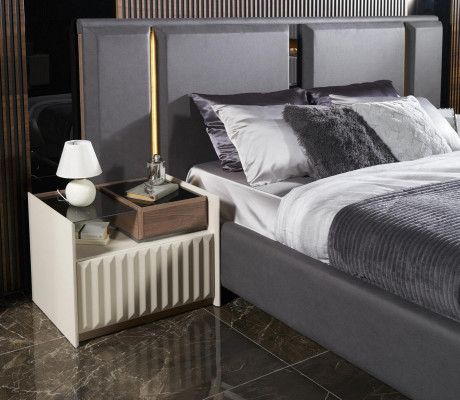Modern complete bedroom furniture set bed 2x nightstand wardrobe 4-piece