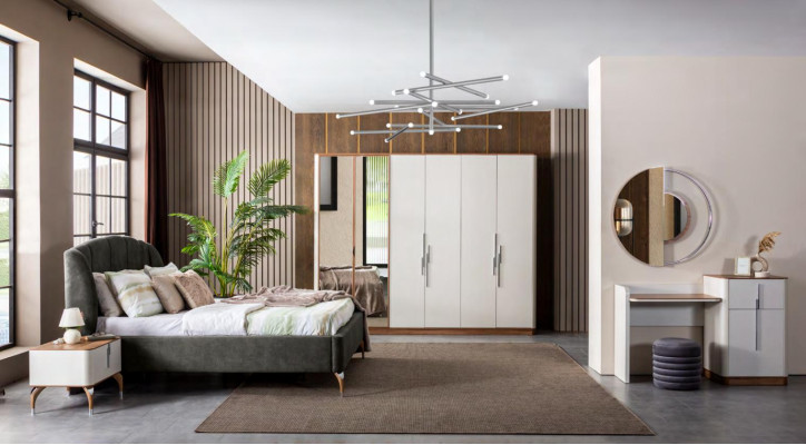 Bedroom set luxury complete bed 2x nightstand wardrobe 4-piece new