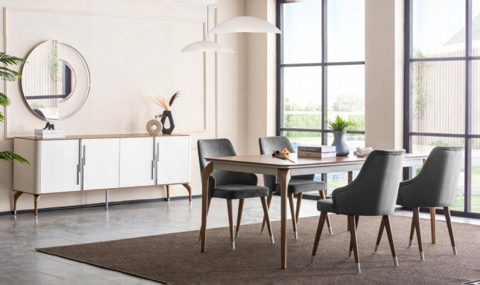 Complete Set Dining Table 4x Chairs Dining Room Set Dining Group Wood Table Tables 5-piece Set