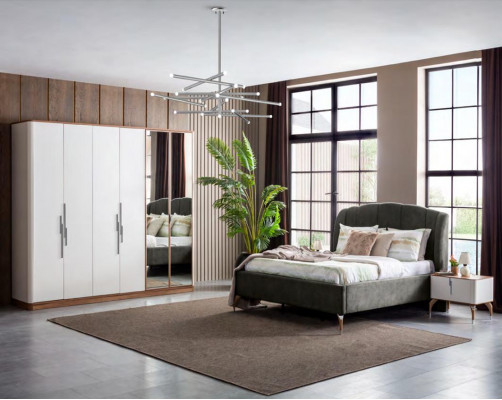 Luxurious Bedroom Set Luxury Complete Bed 2x Nightstand Modern 3-piece New