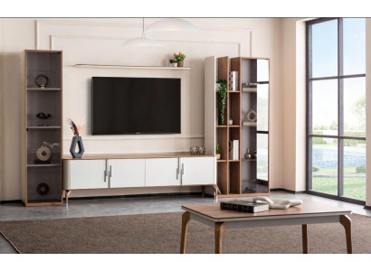 Living room wall unit TV stand shelf luxury design set 4 pcs modern furniture new