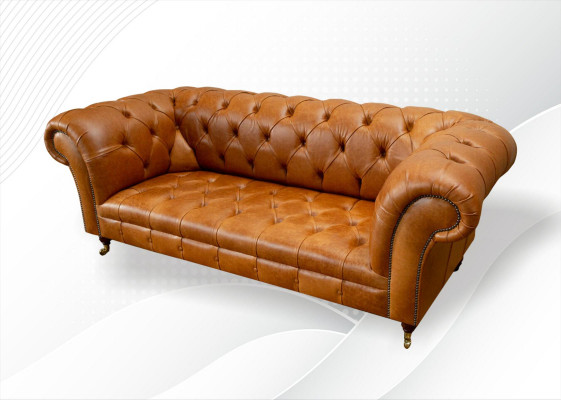 Chesterfield 3 seater couches, nut brown, modern design leather sofa, creative furniture