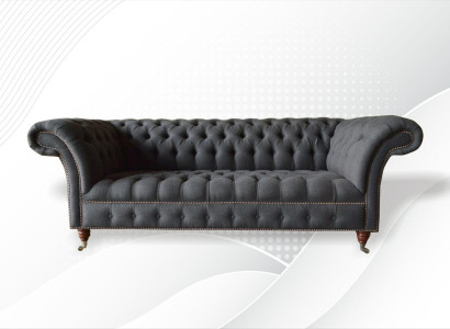 Chesterfield 3-seater Dark Gray Textile Modern Design Sofa Furniture Designer