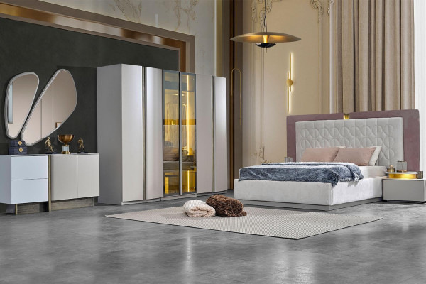Complete Bedroom Furniture Double Bed Bed White Luxury Set 7-piece Wood