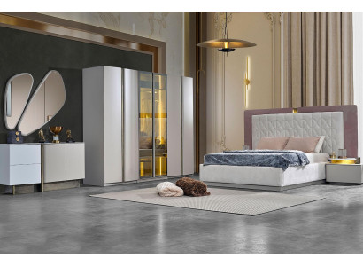 Complete Bedroom Furniture Double Bed Bed White Luxury Set 7-piece Wood