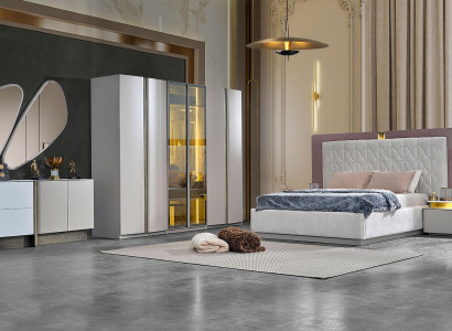 Complete Bedroom Furniture Double Bed Bed White Luxury Set 7-piece Wood