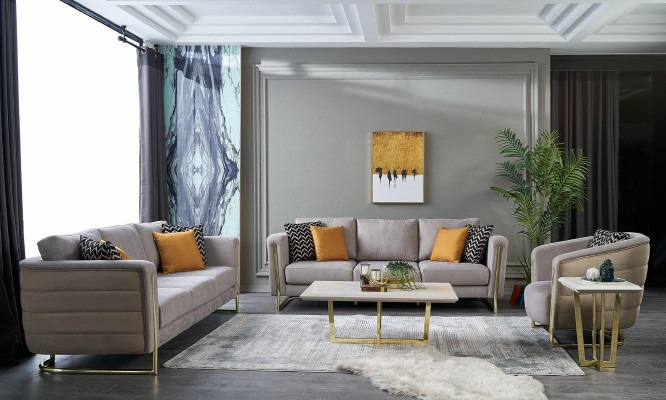 Couch set fabric sofa sofa set upholstered sofa gray modern set 3-piece