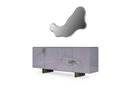 Sideboard set with mirror cabinet wood pink dining room