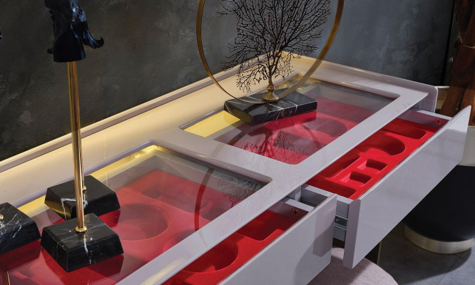 Dressing tables console set dresser with mirror bedroom pink wood