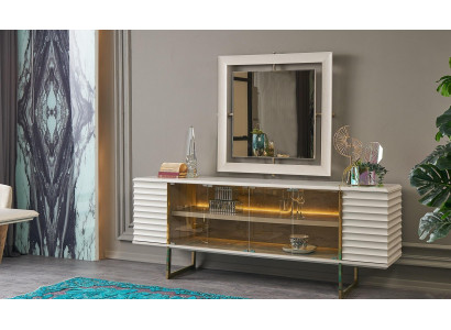 Sideboard set sideboard with mirror dining room wood beige dresser