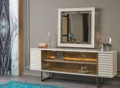 Sideboard set sideboard with mirror dining room wood beige dresser