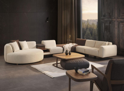 Luxury Sofa Couch U-Shape Upholstered Furniture Living Room Corner Sofa Textile Setup