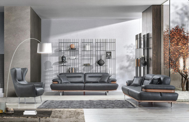 Designer living room set 3-piece three-seater sofa furnishing modern armchair