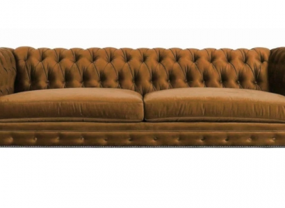Chesterfield Three-seater Creative Furniture Textile Fabric Orange New Living Room Modern