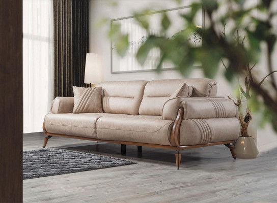 Beige three-seater sofa luxury designer living room upholstered sofas luxury furniture