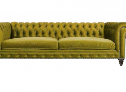 Yellow Living Room Modern Chesterfield Three-Seater Creative Furniture Textile Fabric xxl