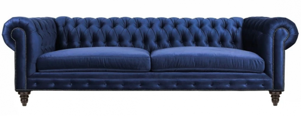 Chesterfield Three-Seater Blue New Living Room Modern Creative Furniture Textile Fabric