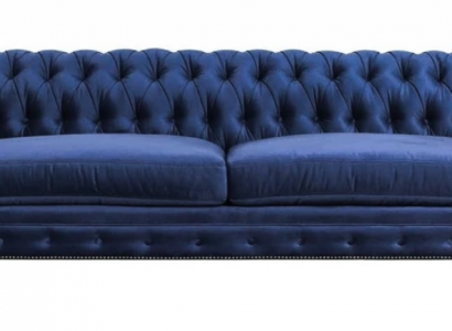 Chesterfield Three-Seater Blue New Living Room Modern Creative Furniture Textile Fabric