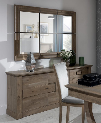 Chest of drawers with mirror XXL sideboard wood new dresser 2-piece wood set