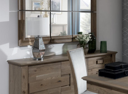 Chest of drawers with mirror XXL sideboard wood new dresser 2-piece wood set