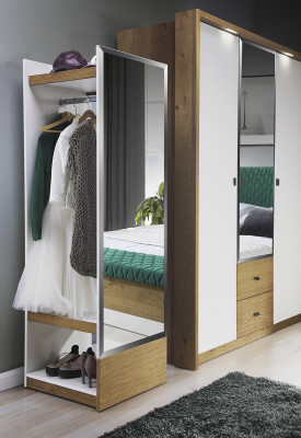 Design bedroom wardrobe closets modern cabinets wood 3-door mirror