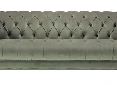Sage green three-seater fabric living room design upholstered sofa sofas Chesterfield