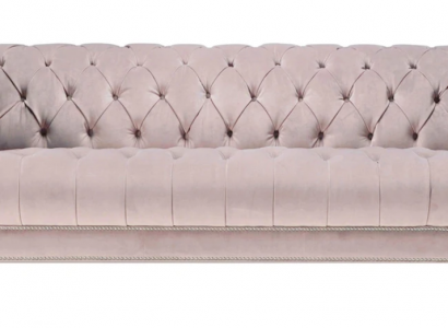 Chesterfield Pink Rose New Three-Seater Fabric Design Couches Upholstered Sofa Sofas