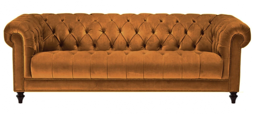 Chesterfield Original Velvet Three-Seater Fabric Design Couches Upholstery Sofa Sofas