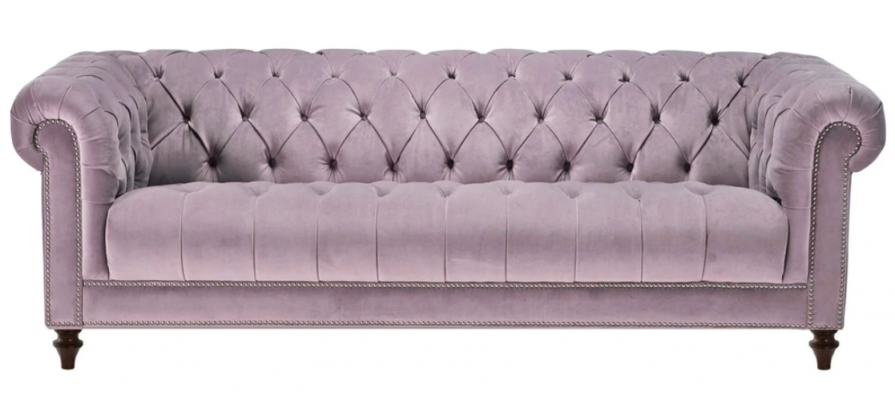 Purple three-seater fabric Chesterfield design couches upholstered sofas original velvet