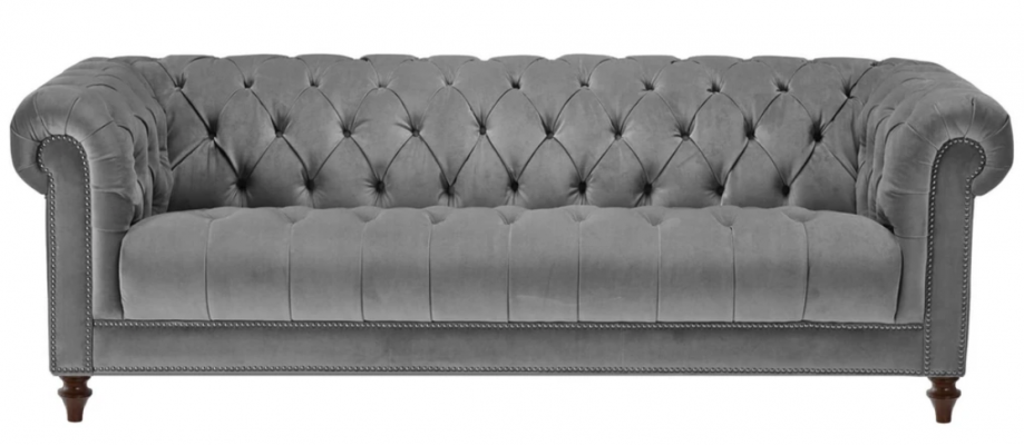 Three-seater gray fabric living room design couches upholstery sofa sofas Chesterfield