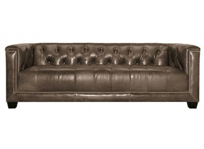Brown three-seater leather Chesterfield living room modern design couches sofa new