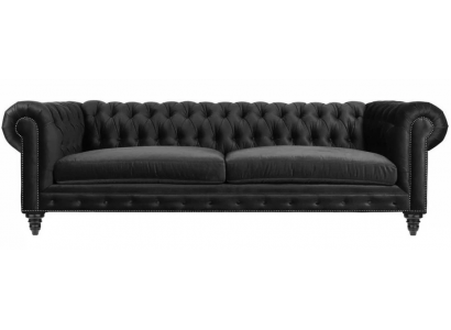 Chesterfield Black Living Room Modern Three-Seater Creative Furniture Textile Fabric