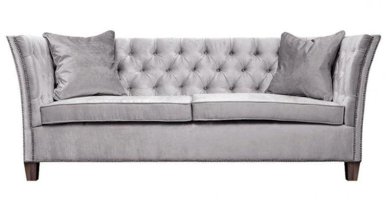 Chesterfield two-seater light gray fabric living room design upholstered sofa creative