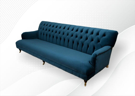 Big Sofa Couch Chesterfield 250cm Upholstered Sofas 4-seater Leather Fabric Turquoise