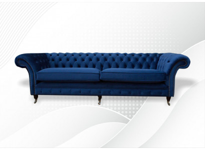 Blue XXL Big Sofa Couch Chesterfield 265cm Upholstery Sofas 4 Seater
