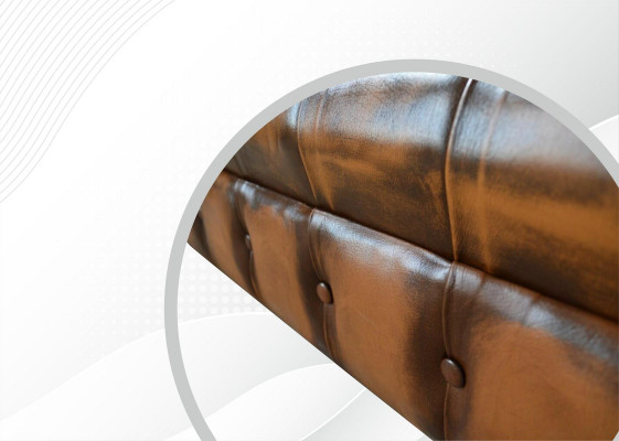 Brown Chesterfield Sofa Upholstery Leather Couch Set 4-Seater
