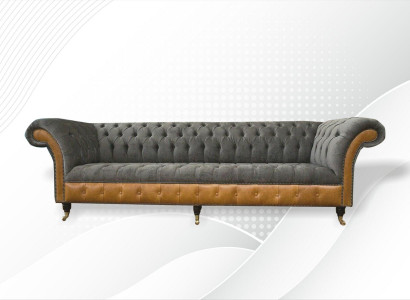 xxl Chesterfield Sofas Upholstered Design Luxury Sofa 4-Seater Leather Couches