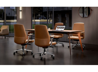 Office Set 4x Conference Chairs & Conference Table Complete Set Meeting Table 5-piece.
