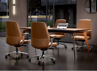 Office Set 4x Conference Chairs & Conference Table Complete Set Meeting Table 5-piece.