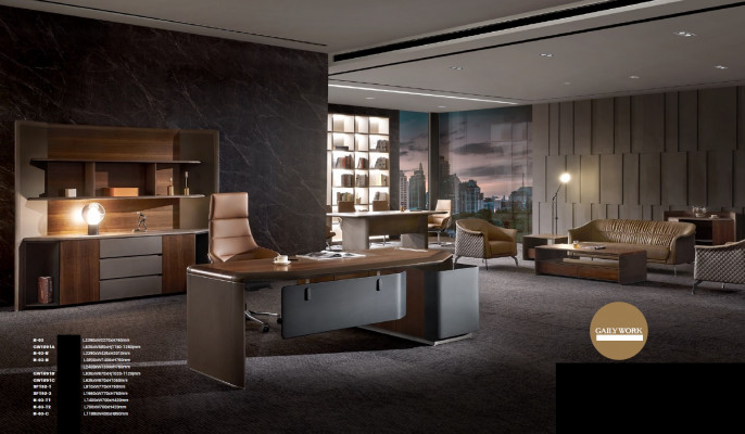 Office Work Room Set Armchair Table Complete Furniture 3-piece Furnishing