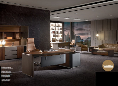 Office Work Room Set Armchair Table Complete Furniture 3-piece Furnishing