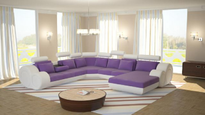 Sofa with USB Designer Living Landscape U-Shape Couch Corner Sofa Upholstery Suite New